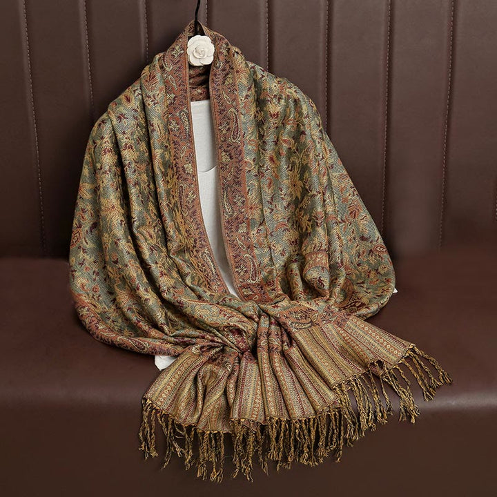 Sciarpa scialle con nappa e motivo paisley tibetano etnica quotidiana di Buddha Stones - image 29