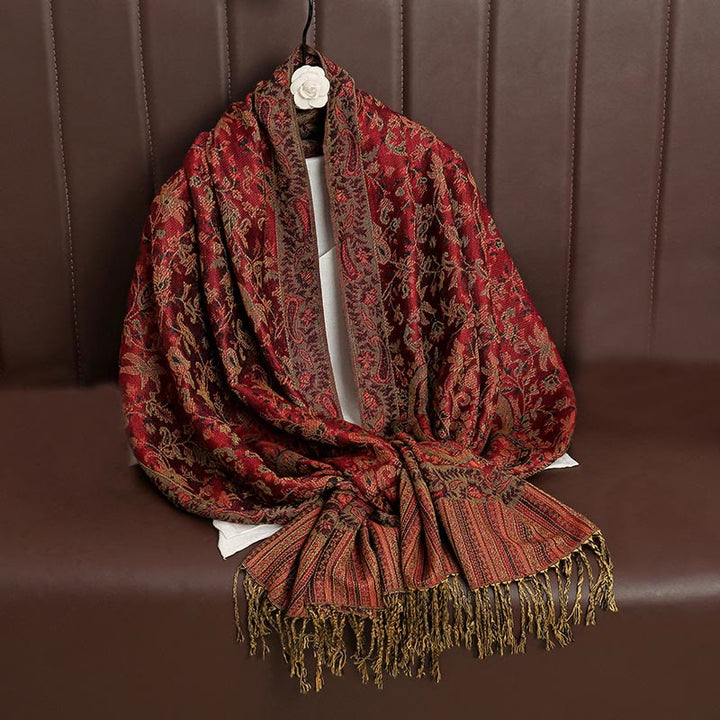 Sciarpa scialle con nappa e motivo paisley tibetano etnica quotidiana di Buddha Stones - image 5