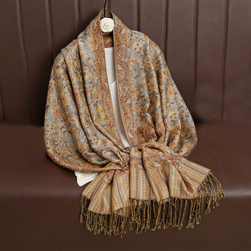 Sciarpa scialle con nappa e motivo paisley tibetano etnica quotidiana di Buddha Stones - image 35