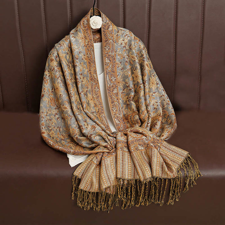 Sciarpa scialle con nappa e motivo paisley tibetano etnica quotidiana di Buddha Stones - image 35