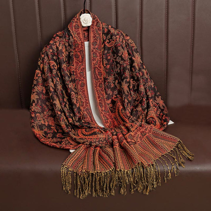 Sciarpa scialle con nappa e motivo paisley tibetano etnica quotidiana di Buddha Stones - image 9