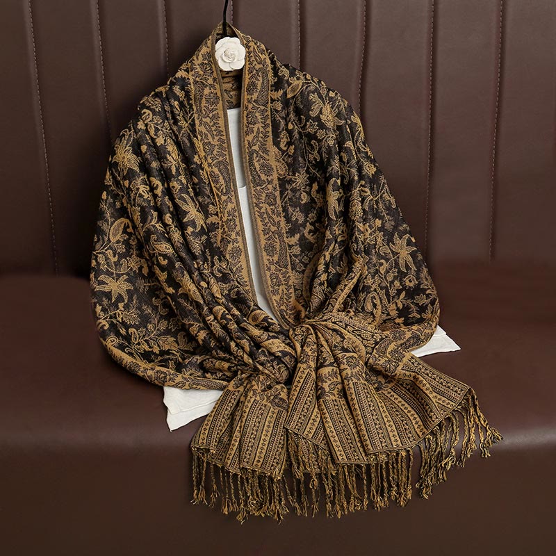 Sciarpa scialle con nappa e motivo paisley tibetano etnica quotidiana di Buddha Stones - image 13