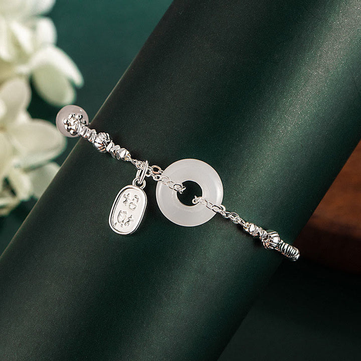Braccialetto con fibbia della pace e fortuna in argento placcato rame con carattere Fu di Buddha Stones - image 3