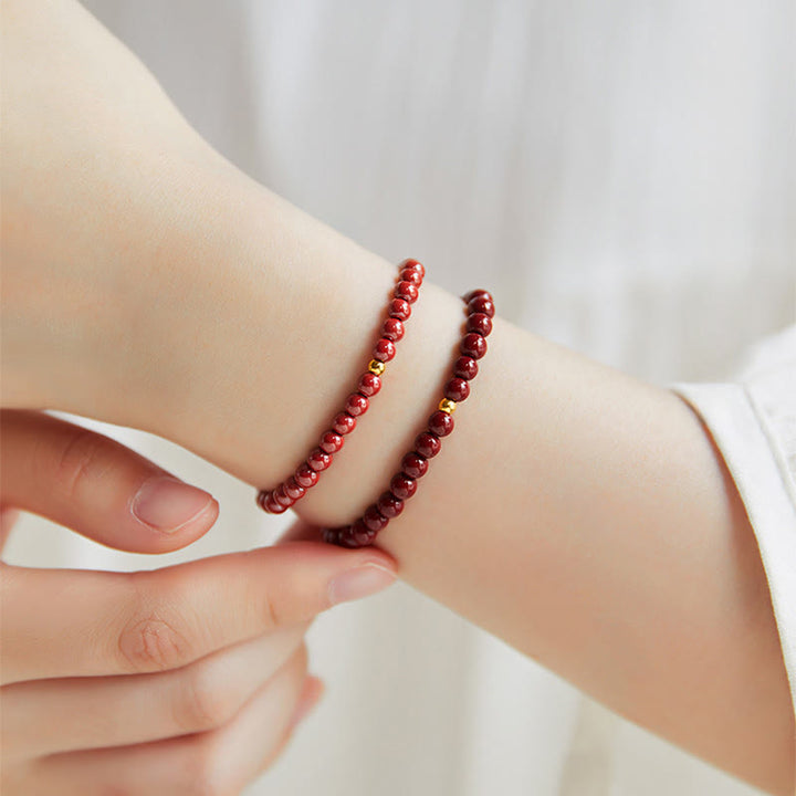 Braccialetto di concentrazione Buddha Stones 999 oro cinabro dal design semplice - image 17