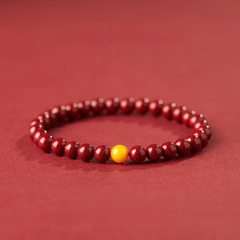 Braccialetto Buddha Stones Natural Cinnabar Ambra Calma - Cinabro da 6 mm - image 0