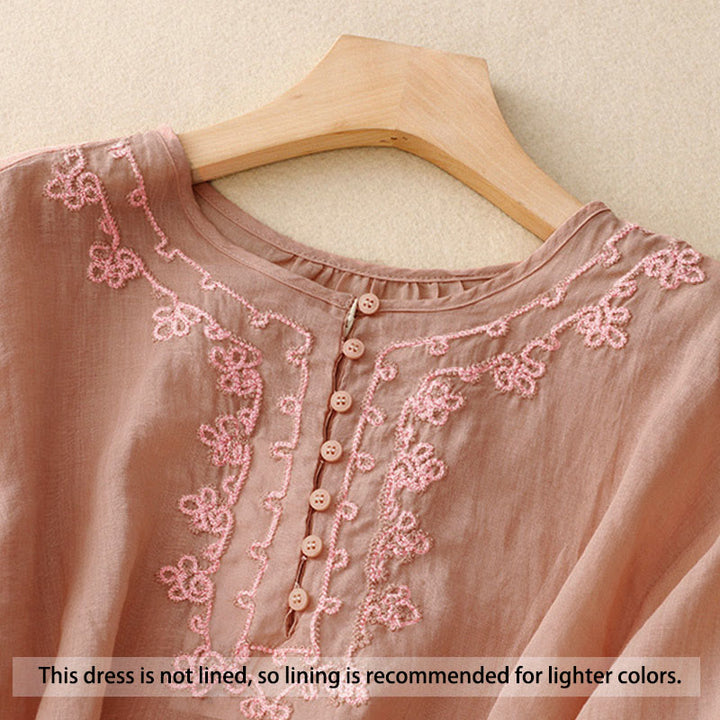 Camicia casual da donna con fibbia a rana e maniche corte, modello Buddha Stones - image 1