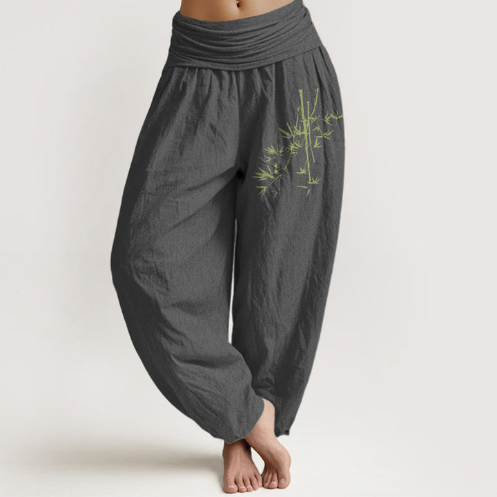 Pantaloni harem in cotone con elastico in vita, motivo Buddha Stones - Grigio scuro - US22, UK/AU26, EU54 (6XL) - image 8