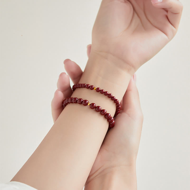 Braccialetto di benedizione con perline di cinabro in argento sterling 925 Buddha Stones - image 16