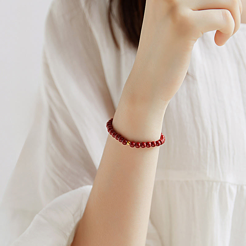 Braccialetto di benedizione con perline di cinabro in argento sterling 925 Buddha Stones - image 3