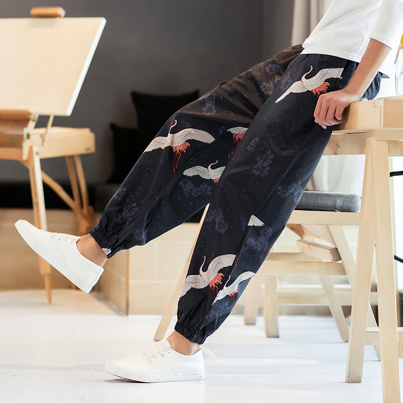 Pantaloni harem da uomo con tasche, motivo: Buddha Stones Crane e nuvole di buon auspicio - image 7