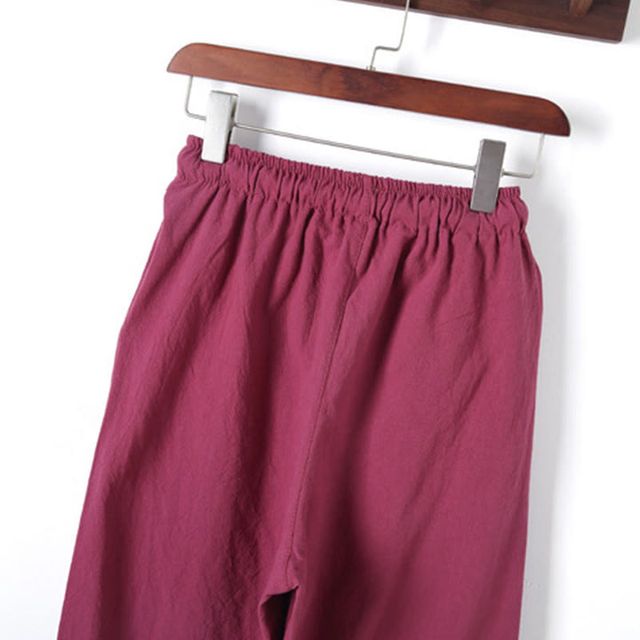 Set di 2 pezzi da uomo in tinta unita con bottoni a rana, camicia a maniche lunghe in cotone e pantaloni con tasche, Buddha Stones - image 37