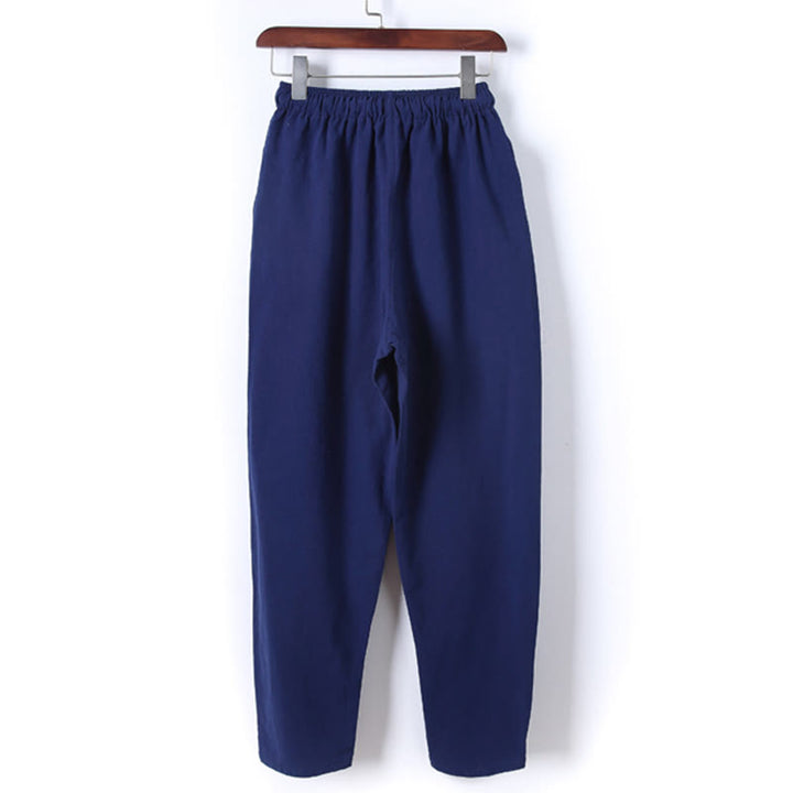 Set di 2 pezzi da uomo in tinta unita con bottoni a rana, camicia a maniche lunghe in cotone e pantaloni con tasche, Buddha Stones - image 28