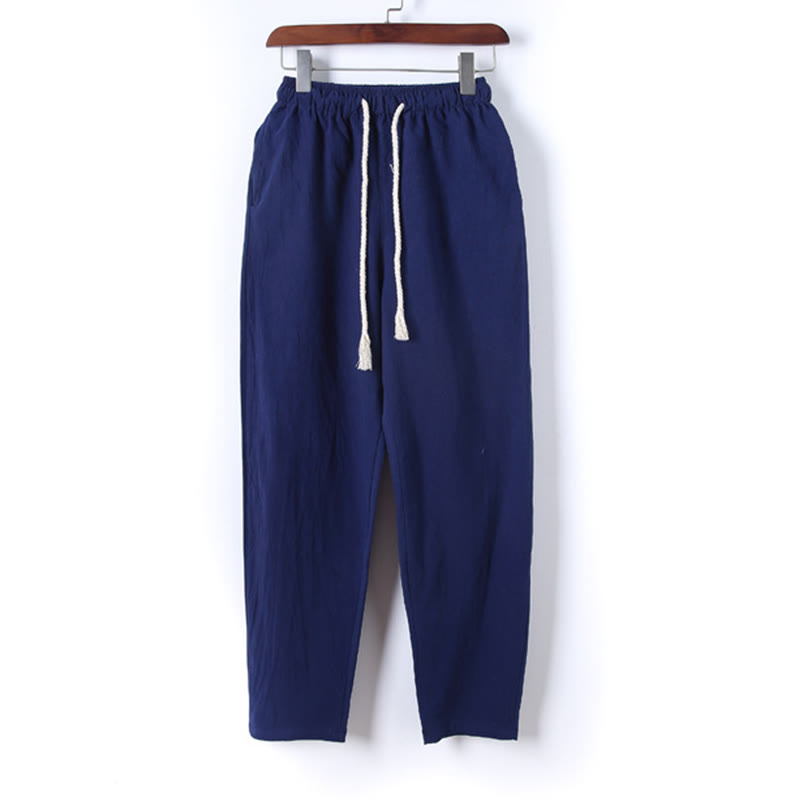 Set di 2 pezzi da uomo in tinta unita con bottoni a rana, camicia a maniche lunghe in cotone e pantaloni con tasche, Buddha Stones - image 27