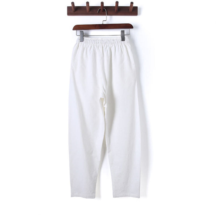 Set di 2 pezzi da uomo in tinta unita con bottoni a rana, camicia a maniche lunghe in cotone e pantaloni con tasche, Buddha Stones - image 16