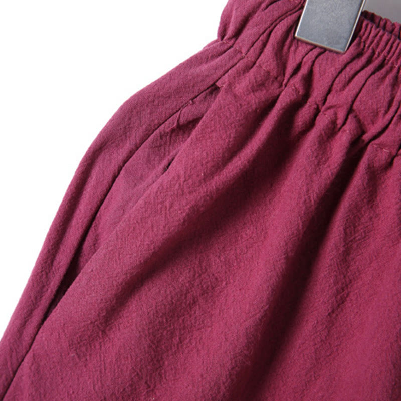 Set di 2 pezzi da uomo in tinta unita con bottoni a rana, camicia a maniche lunghe in cotone e pantaloni con tasche, Buddha Stones - image 41