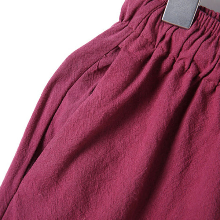 Set di 2 pezzi da uomo in tinta unita con bottoni a rana, camicia a maniche lunghe in cotone e pantaloni con tasche, Buddha Stones - image 41