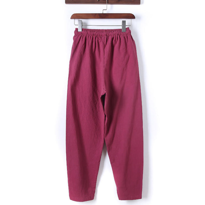 Set di 2 pezzi da uomo in tinta unita con bottoni a rana, camicia a maniche lunghe in cotone e pantaloni con tasche, Buddha Stones - image 35