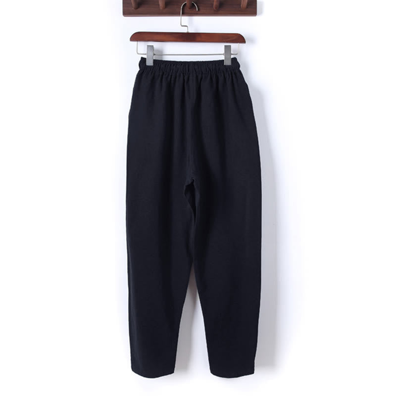 Set di 2 pezzi da uomo in tinta unita con bottoni a rana, camicia a maniche lunghe in cotone e pantaloni con tasche, Buddha Stones - image 6