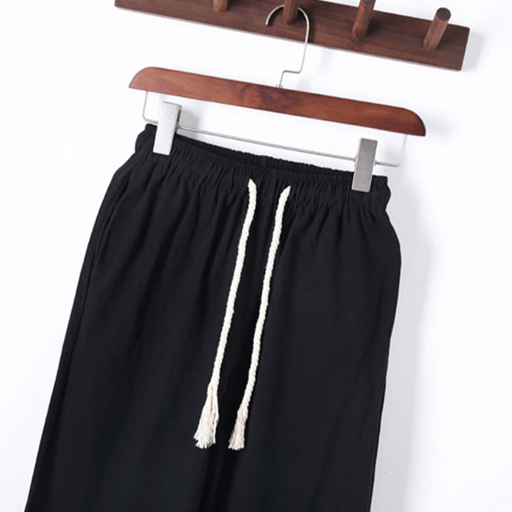 Set di 2 pezzi da uomo in tinta unita con bottoni a rana, camicia a maniche lunghe in cotone e pantaloni con tasche, Buddha Stones - image 7