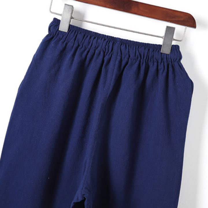 Set di 2 pezzi da uomo in tinta unita con bottoni a rana, camicia a maniche lunghe in cotone e pantaloni con tasche, Buddha Stones - image 26