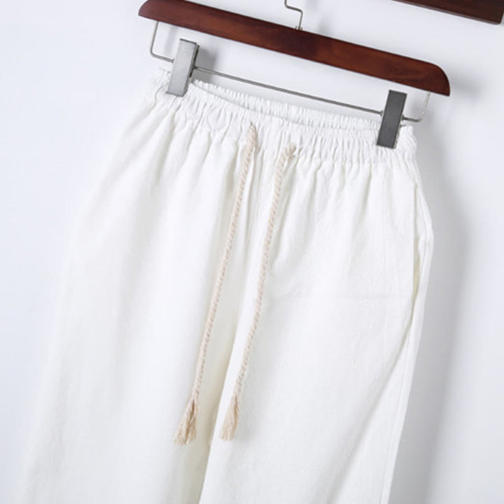 Set di 2 pezzi da uomo in tinta unita con bottoni a rana, camicia a maniche lunghe in cotone e pantaloni con tasche, Buddha Stones - image 17