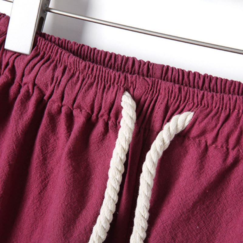 Set di 2 pezzi da uomo in tinta unita con bottoni a rana, camicia a maniche lunghe in cotone e pantaloni con tasche, Buddha Stones - image 39