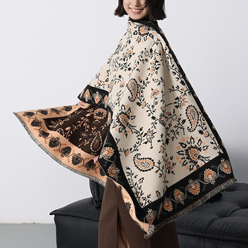 Sciarpa morbida con motivo a scialle Buddha Stones, motivo invernale con fiori e viticci - image 23