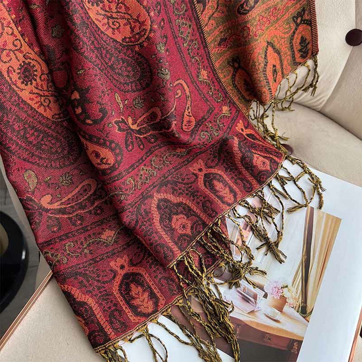 Sciarpa scialle con motivo floreale paisley primaverile Buddha Stones con nappe - image 18