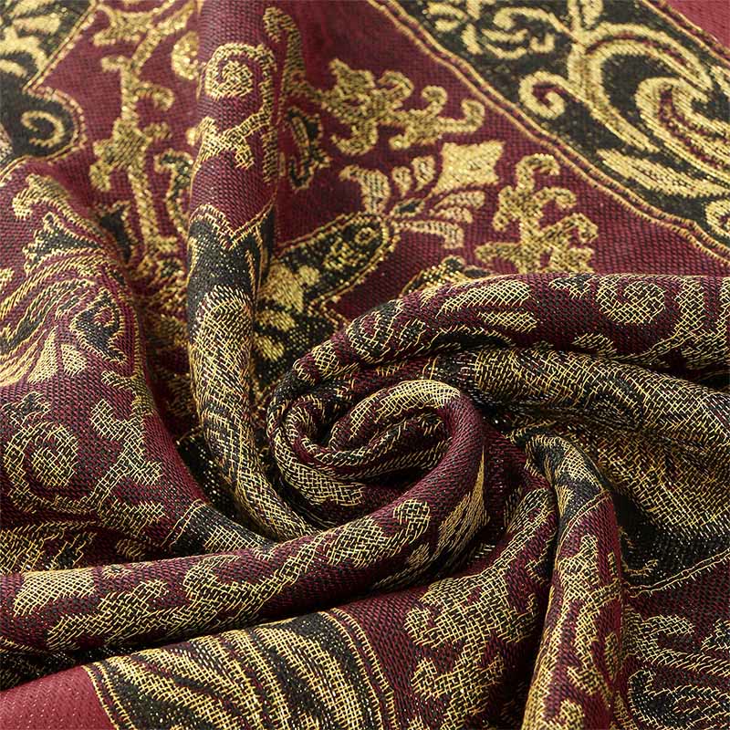 Sciarpa scialle con nappa e motivo geometrico a fiori di anacardi dorati primaverili Buddha Stones - image 8