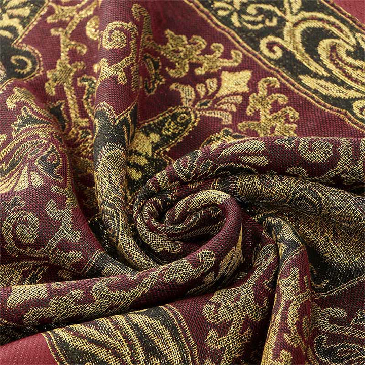 Sciarpa scialle con nappa e motivo geometrico a fiori di anacardi dorati primaverili Buddha Stones - image 8