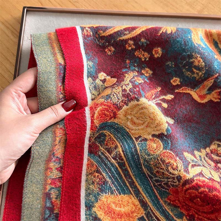 Sciarpa morbida termica con motivo a nappe, motivo a fiori e uccelli, motivo a pietre Buddha Stones , inverno - image 3