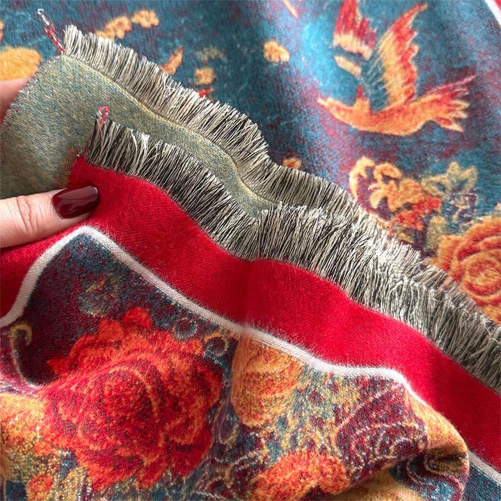 Sciarpa morbida termica con motivo a nappe, motivo a fiori e uccelli, motivo a pietre Buddha Stones , inverno - image 4