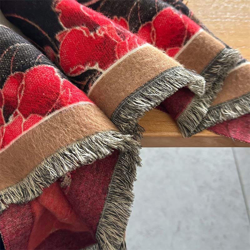 Sciarpa morbida con nappe e motivo a fiori di fenice invernale con Buddha Stones - image 4