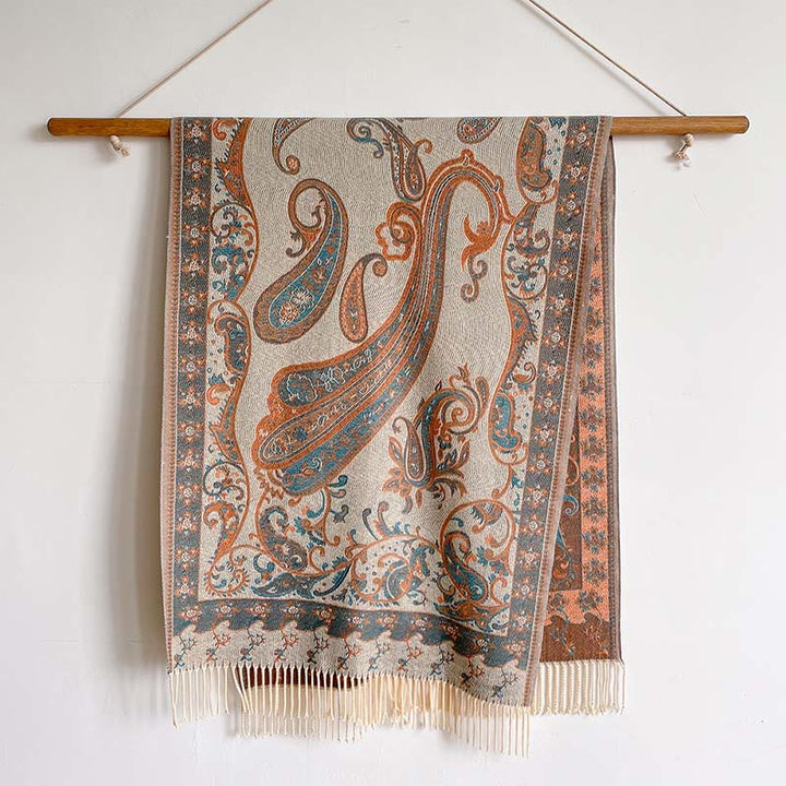 Sciarpa calda con nappa e motivo floreale Paisley, motivo invernale, motivo Buddha Stones - image 1