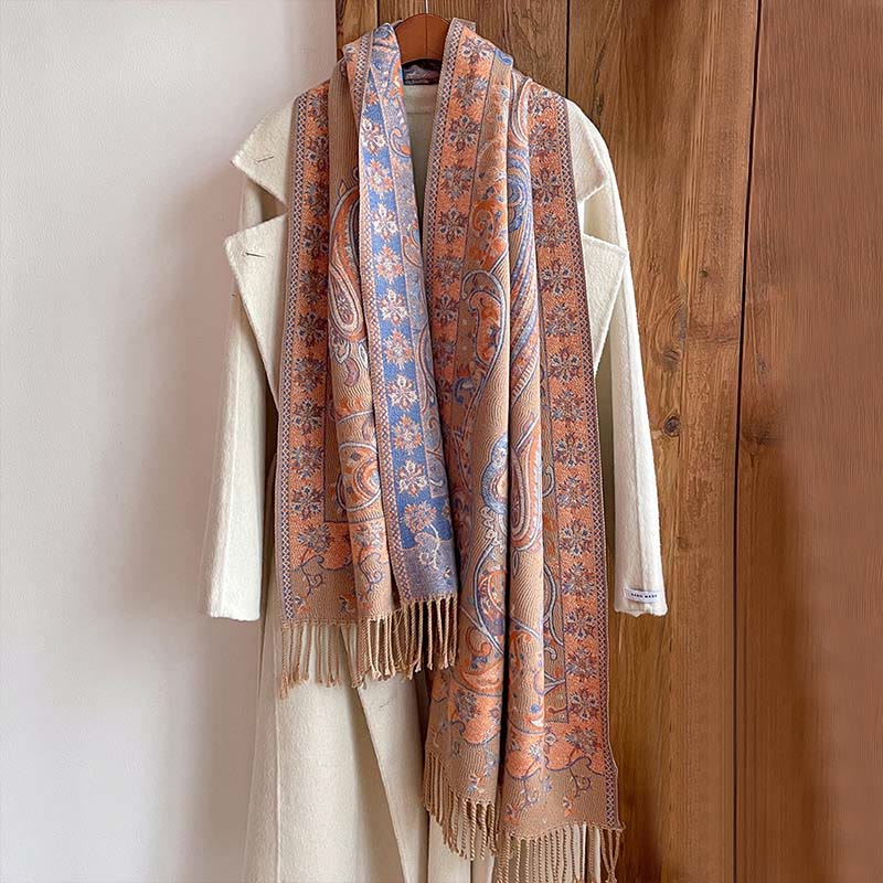 Sciarpa calda con nappa e motivo floreale Paisley, motivo invernale, motivo Buddha Stones - image 13