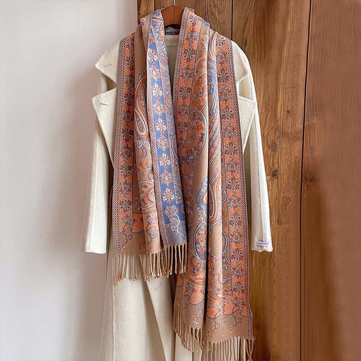 Sciarpa calda con nappa e motivo floreale Paisley, motivo invernale, motivo Buddha Stones - image 13