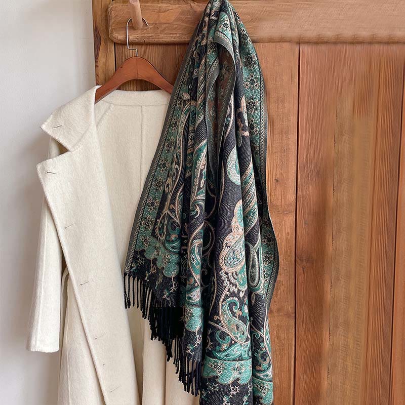 Sciarpa calda con nappa e motivo floreale Paisley, motivo invernale, motivo Buddha Stones - image 7