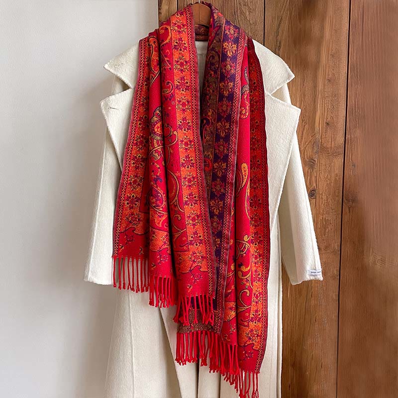 Sciarpa calda con nappa e motivo floreale Paisley, motivo invernale, motivo Buddha Stones - image 10