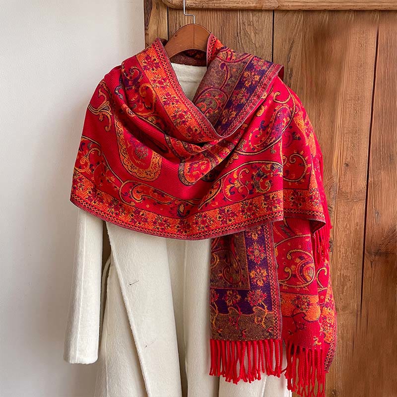 Sciarpa calda con nappa e motivo floreale Paisley, motivo invernale, motivo Buddha Stones - image 9