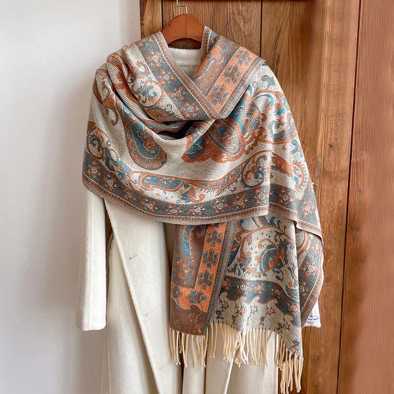 Sciarpa calda con nappa e motivo floreale Paisley, motivo invernale, motivo Buddha Stones - image 2