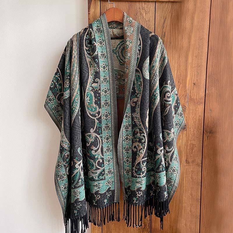 Sciarpa calda con nappa e motivo floreale Paisley, motivo invernale, motivo Buddha Stones - image 6