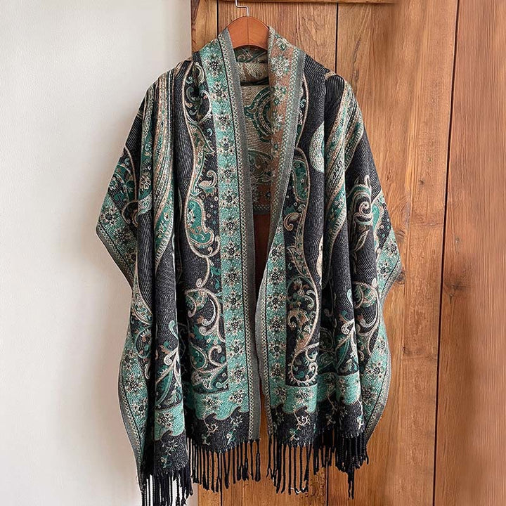 Sciarpa calda con nappa e motivo floreale Paisley, motivo invernale, motivo Buddha Stones - image 6