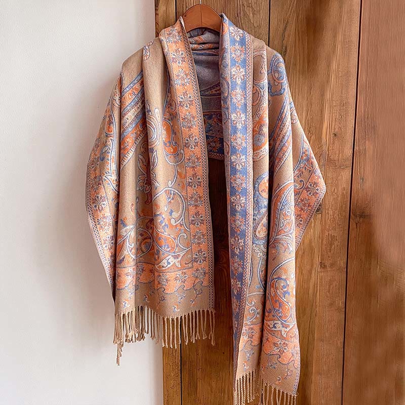 Sciarpa calda con nappa e motivo floreale Paisley, motivo invernale, motivo Buddha Stones - image 14