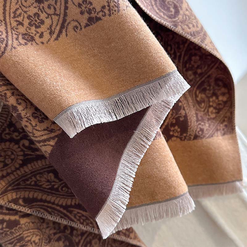 Sciarpa calda e avvolgente con nappa e motivo a tralci di vite con motivo paisley abbinato al colore invernale termico Buddha Stones - image 6