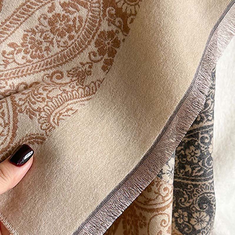 Sciarpa calda e avvolgente con nappa e motivo a tralci di vite con motivo paisley abbinato al colore invernale termico Buddha Stones - image 10