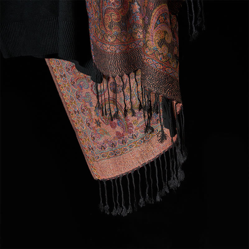 Sciarpa morbida con nappa e motivo a fiori di anacardi viola primaverili Buddha Stones - image 6