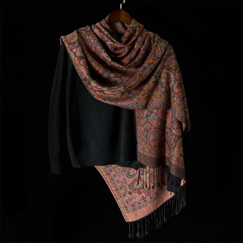 Sciarpa morbida con nappa e motivo a fiori di anacardi viola primaverili Buddha Stones - image 1