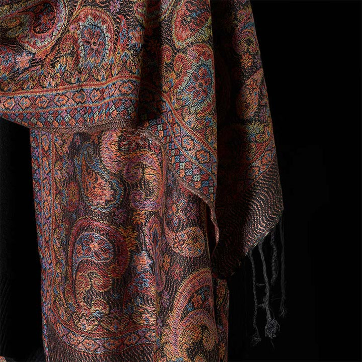 Sciarpa morbida con nappa e motivo a fiori di anacardi viola primaverili Buddha Stones - image 5