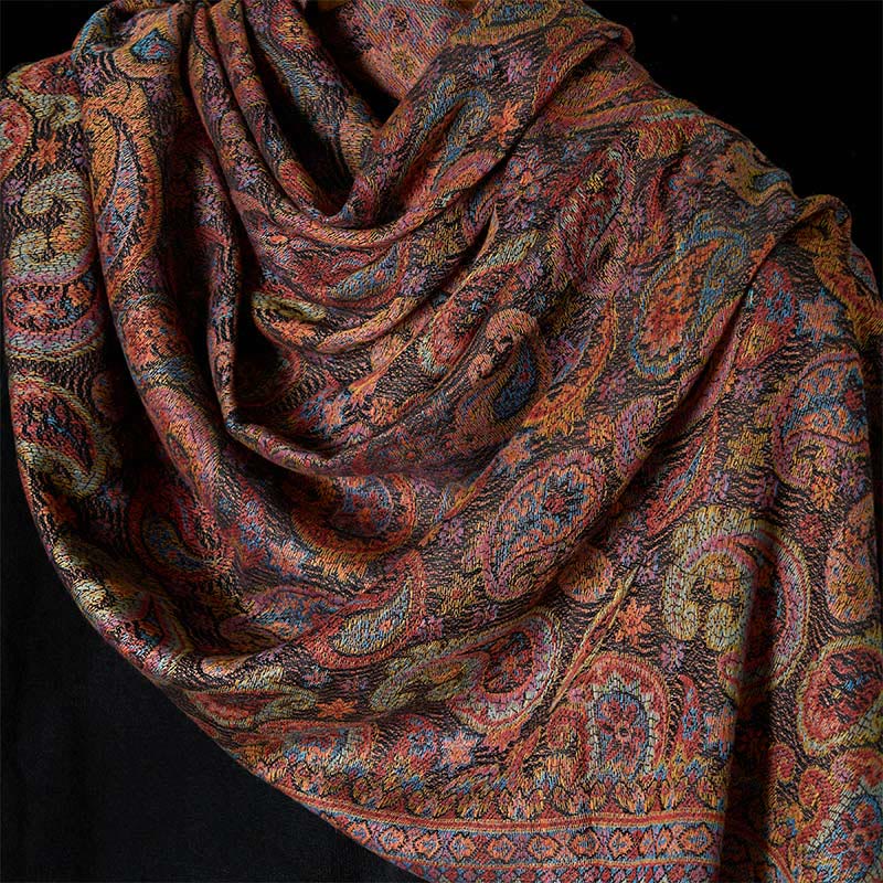 Sciarpa morbida con nappa e motivo a fiori di anacardi viola primaverili Buddha Stones - image 4