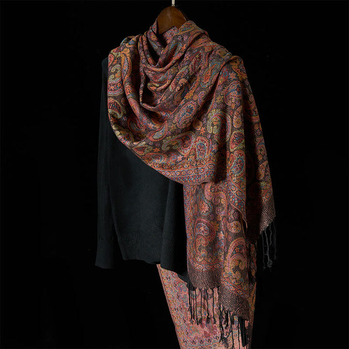 Sciarpa morbida con nappa e motivo a fiori di anacardi viola primaverili Buddha Stones - image 2